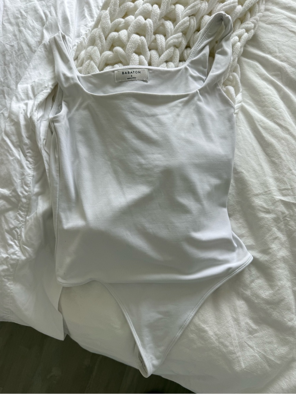 Babaton Contour White Square Neck Bodysuit
